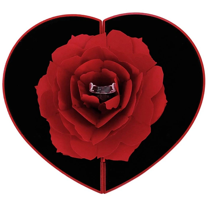Rose Cvet Vrtenjem Obroča Polje, Predlog Polje, Rose Poročna Zaročni Prstan Polje, Nakit Škatla za Shranjevanje, valentinov Najboljši Ženski Darilo
