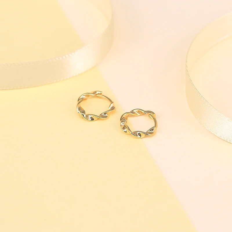 ROXI Minimalističen 925 Sterling Srebro Twisted Stud Uhani za Ženske Geometrijske Krog Obroče Majhne Uhane, Helix Piercing Earings