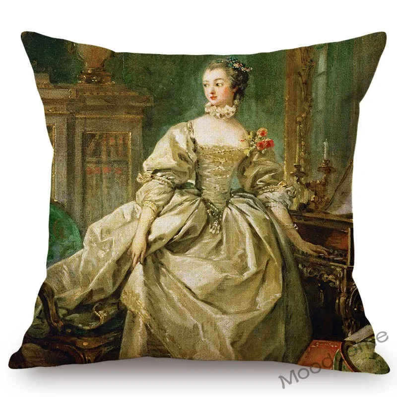 Royal Evropske Lady Madame de Pompadour Francois Boucher Rokoko Stilu Slikarstvo Kavč Vrgel Blazino Pokrov Avtomobila Perilo Blazine Pokrov
