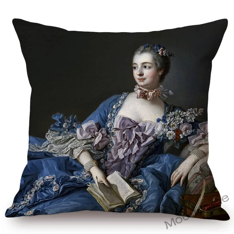 Royal Evropske Lady Madame de Pompadour Francois Boucher Rokoko Stilu Slikarstvo Kavč Vrgel Blazino Pokrov Avtomobila Perilo Blazine Pokrov