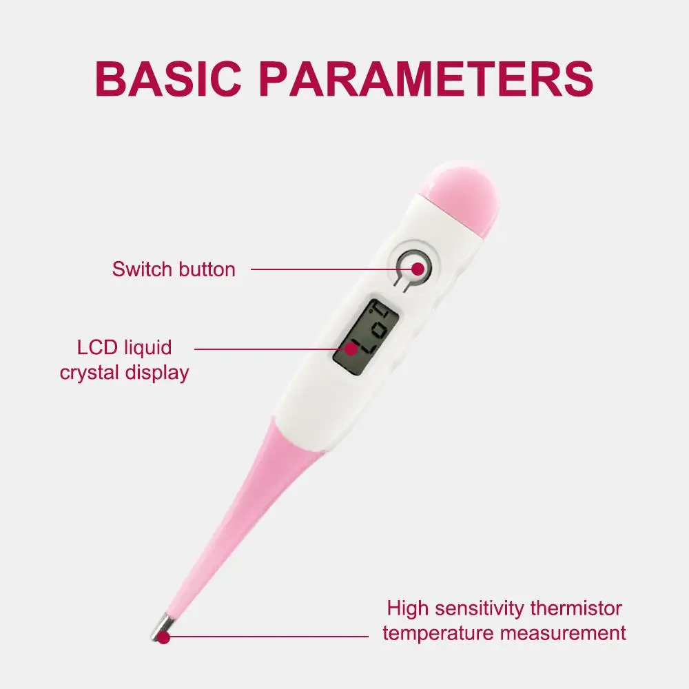 Roza Elektronski Termometer LED Baby Odraslih Usta Pazduho Security Pro Nego, Brez živega Srebra, Odrasli, Družine Digitalno Telo Vročina Measurment