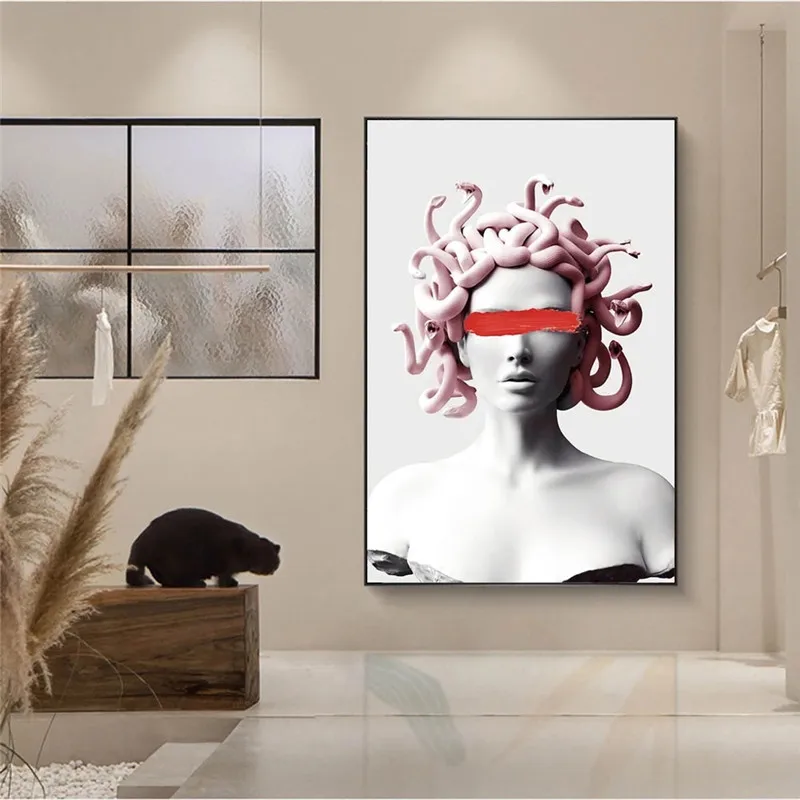 Roza Medusa Kritje Oči Platno Umetnosti Plakatov in Fotografij Vaporwave Marec Medusa Platna Slike na Steni Umetniške Slike