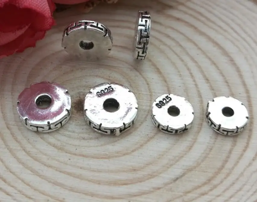 Ročno 925 čistega srebra distančnik kroglice tajski srebro distančniki diy zapestnice kroglice nakit accessoy kroglice