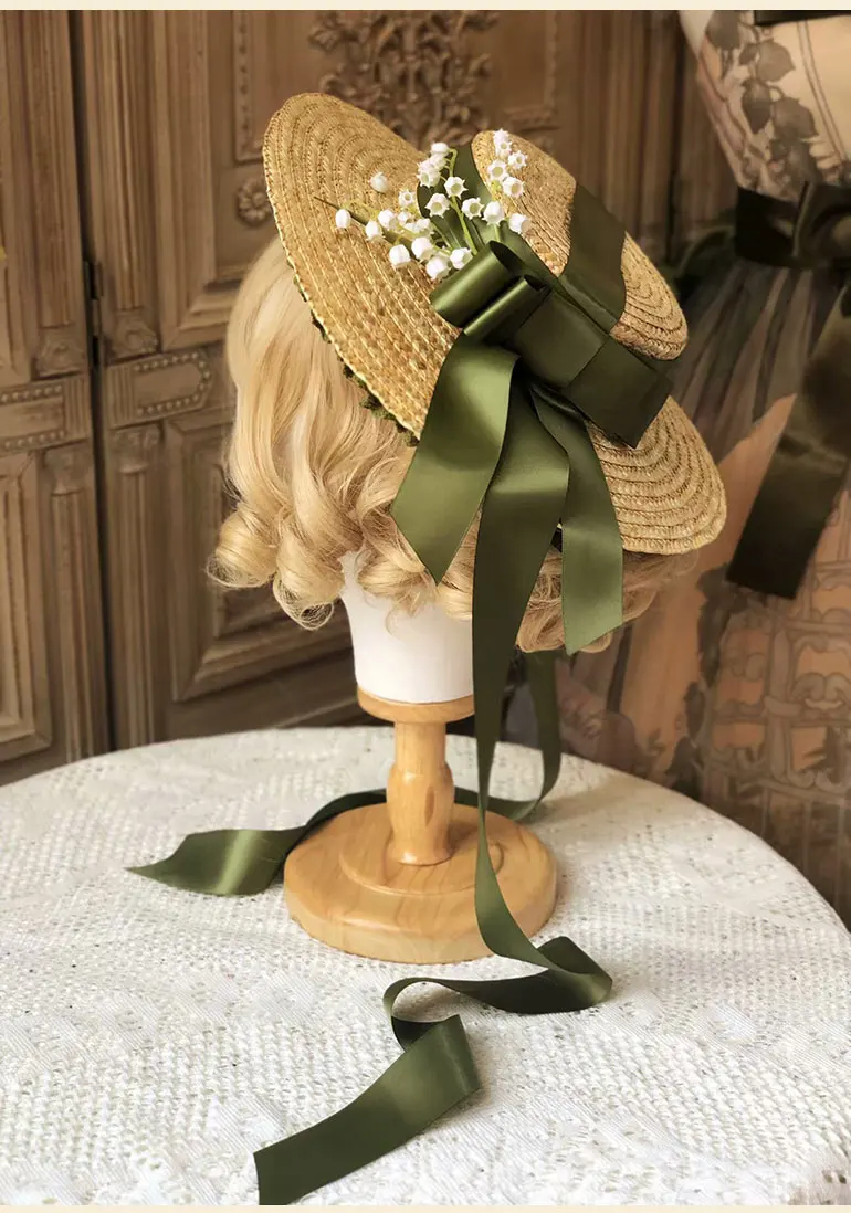 Ročno izdelan Niz Majhnih Stvari, Retro Lolita slamnik Eleganten Stranka Mori dekle Cvet Bandge lok Bnt Hairband Ostra Headdress