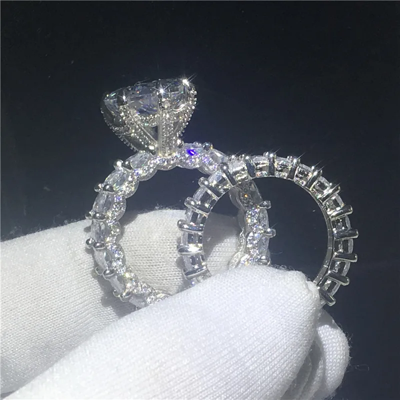 Ročno Pear rez 8ct Lab Diamantni Prstan določa 925 sterling srebrni Nakit Angažiranost, Poročni bend, Obroči za Ženske, moške Stranke Bijou