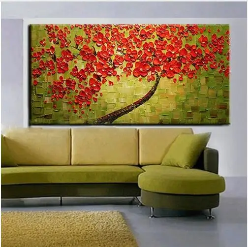 Ročno Poslikane Novi, Moderni Platno na Olje, Slikarske Palete nož Drevesa 3D Cvetje Slike Doma dnevna soba Dekor Wall Art