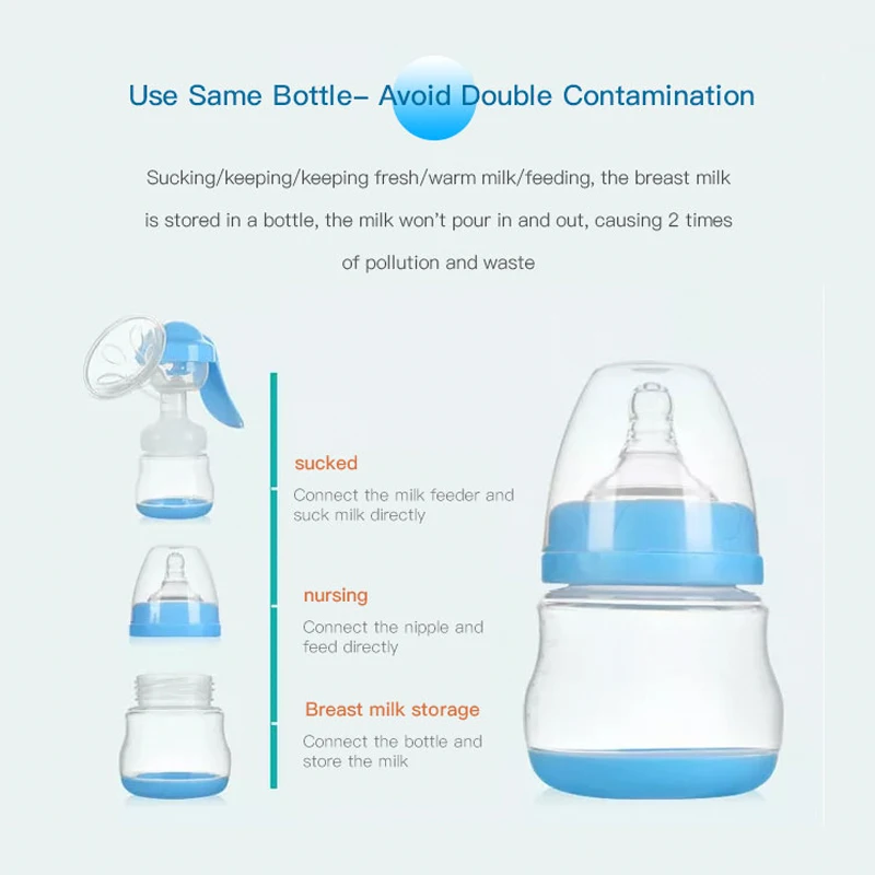 Ročno prsno Črpalko Baby Baby Nastavek Sesalne Hranjenje Mleko Steklenice Prsi Črpalke Steklenico Hrane silikona BPA free Baby Steklenice