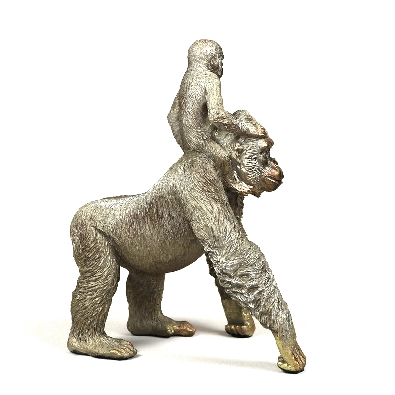 Ročno Silverback Gorilla Kip Smolo, Oče in Sin, Ape Kiparstvo Divje Živali, Ljubezen Obrti Dekoracijo Okras, Darilo za Mamo