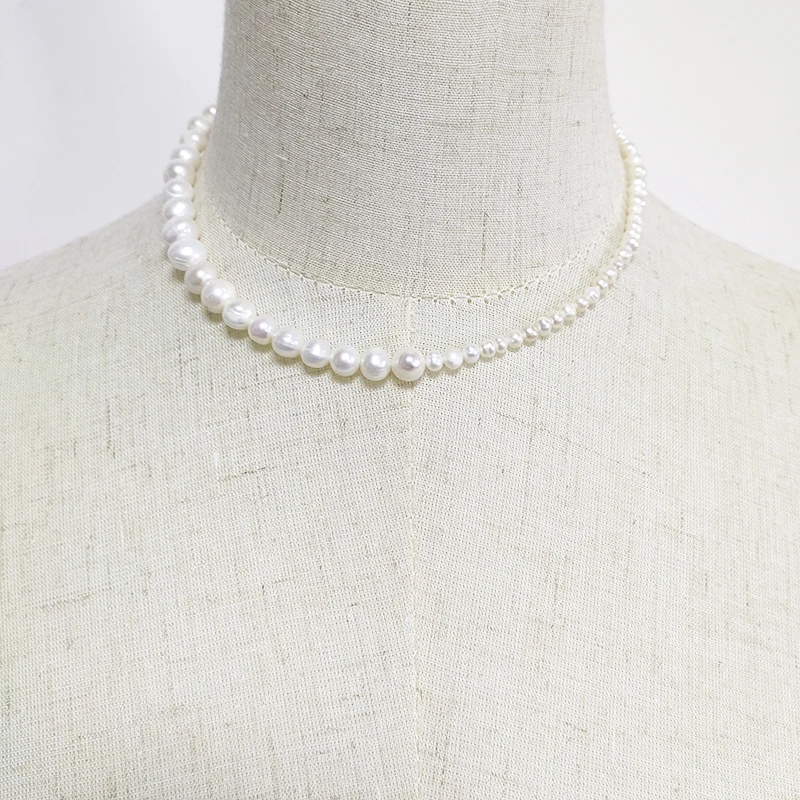 Ročno sladkovodnih biserna ogrlica, bohemian velike srednje majhne trije naravni biser mešanica slog choker ženske luksuzni vratu accessorie