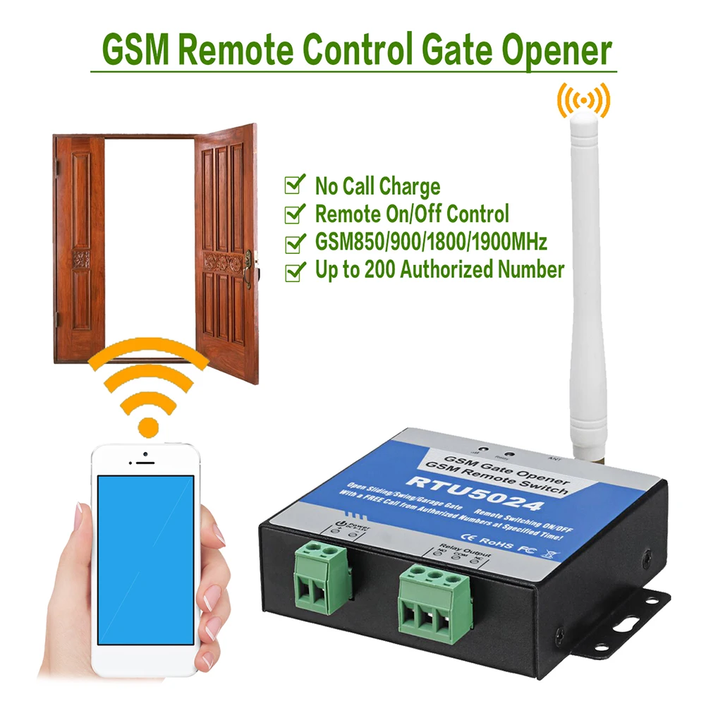 RTU5024 GSM Vrata Odpirač Relay Stikalo za Brezžični Daljinski upravljalnik Dostop do Vrat Stikalo Door Opener Brezplačen Klic 850/900/1800/1900MHz