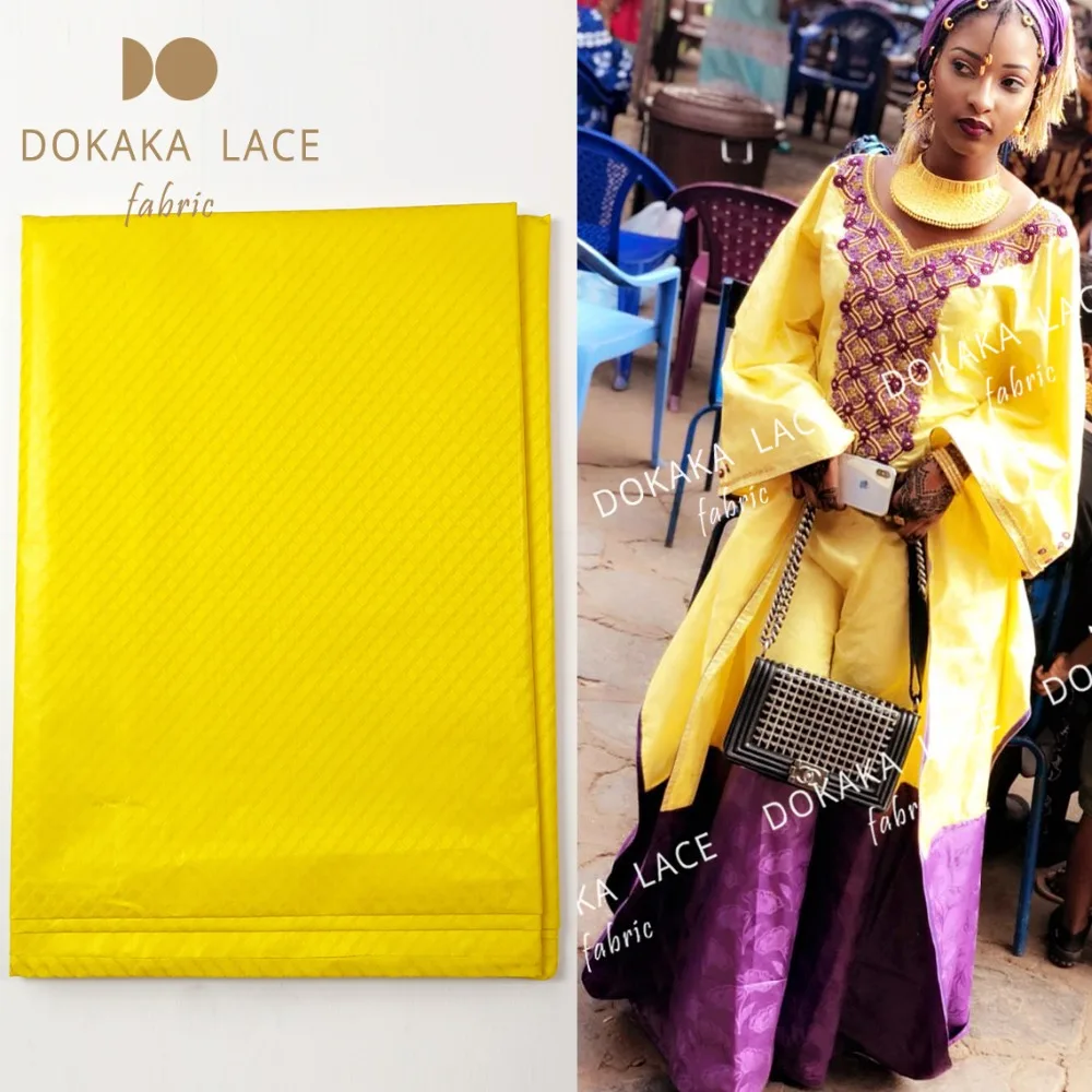 Rumena Senegal Gvineja Bazin Riche Tkanine Z Jacquardske Vzorec Indijske Ženske Dnevni Obleke Design 5 Metrov Bazena Material Tkanina