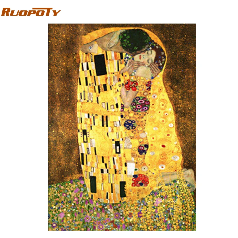 RUOPOTY Okvir Poljubljanje DIY Barvanje Z Številkami Slika Slikarstvo Doma Wall Art Sliko Akril Handpainted Oljna slika, Doma Dekor