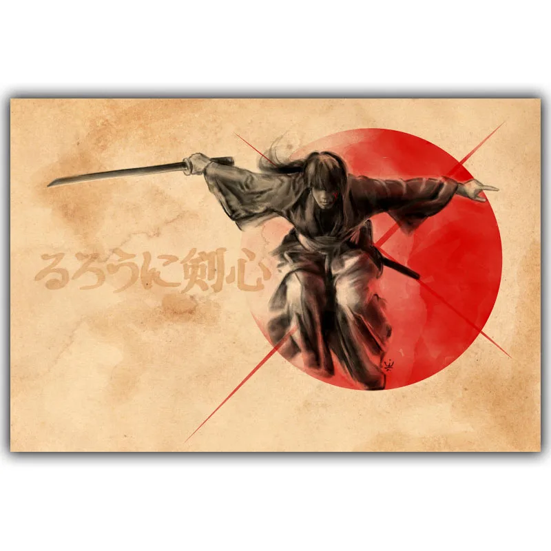 RUROUNI KENSHIN Plakat Priljubljen Klasični Japonski Anime Doma Dekor Svile Plakat Sliko Natisniti Stenski Dekor 30x45cm 50x75cm