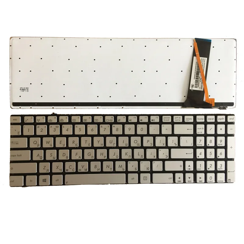 Ruski Laptop tipkovnici za ASUS N56 N56V U500VZ N76 R500V R505 N550 N750 Q550 RU postavitev srebra z osvetlitvijo