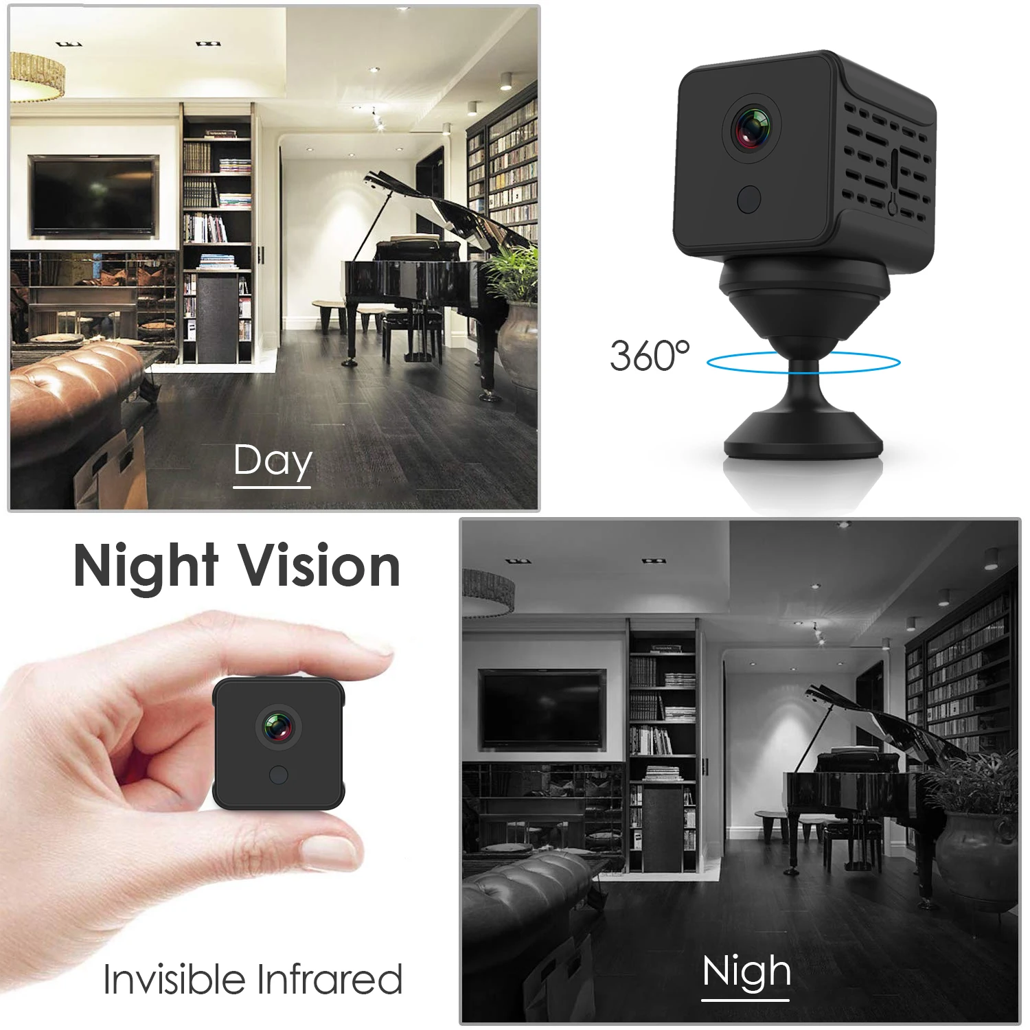 Ruski Potrditve!!! A12 Mini Home Security IP Kamero Podpirajo WiFi in TF Kartice 1080P Brezžične Fotoaparat Night Vision Motion Detect