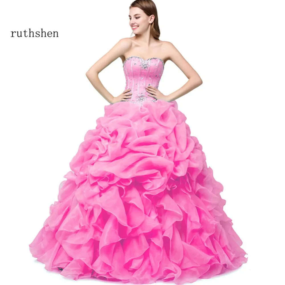 Ruthshen Vestidos De 15 Anos 2020 Poceni Quinceanera Halje Z Jakno Mint Zelena / Hot Pink / Rumena Debutante Sweet 16 Obleke