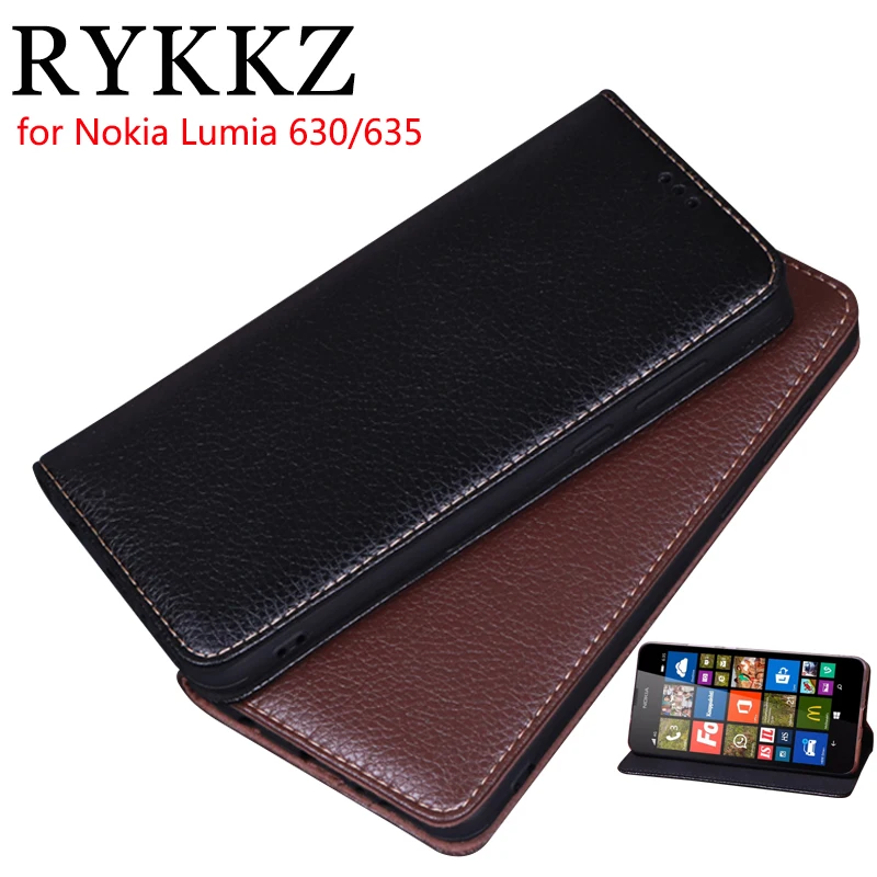 RYKKZ Luksuznega Usnja Flip Pokrov Za Nokia Lumia 635 Mobilno Stojalo Ohišje Za Nokia Lumia 630 Usnje Telefon Primeru Zajema