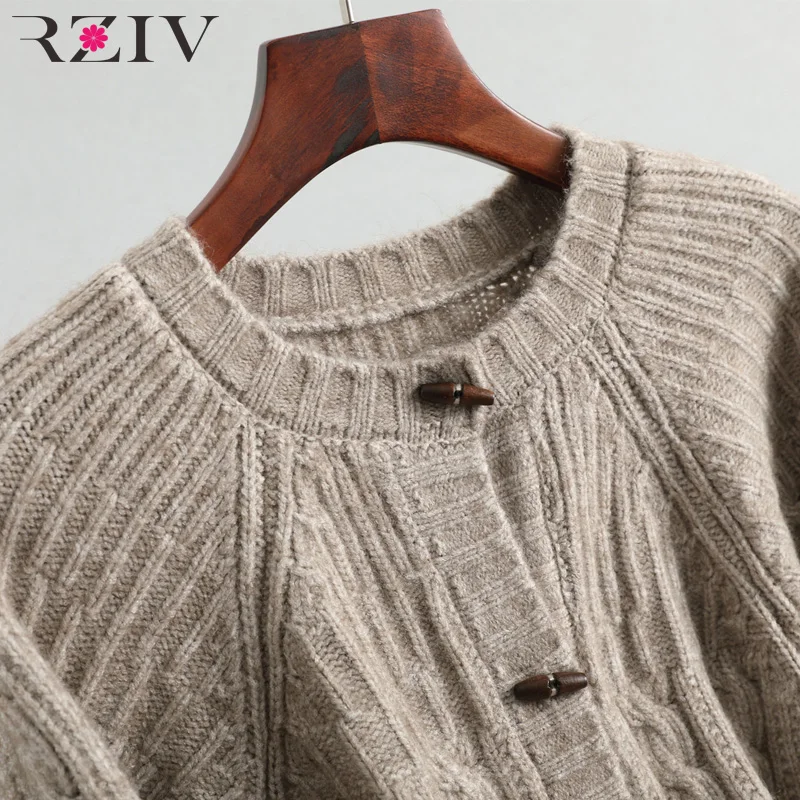 RZIV Jeseni in pozimi ženski pulover priložnostne barva krog vratu dolgo sleeved gumb dekorativni jopico pulover