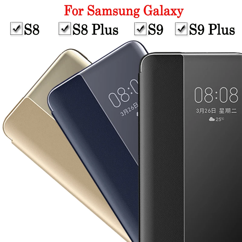 S 8 plus zaščitni ovitek Za Samsung s8 s9 plus pokrov okna Galaxy s8plus s9plus 9s 8s folio flip smart dotaknite se možnosti Prikaži Telefon fundas