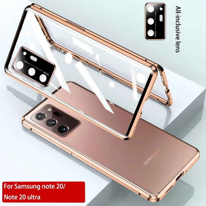 S Kamero Zaščito Steklo Ohišje za Samsung Galaxy Note 20 Ultra primeru Kovinski Magnetno ohišje za Samsung Note 20 360 polno kritje