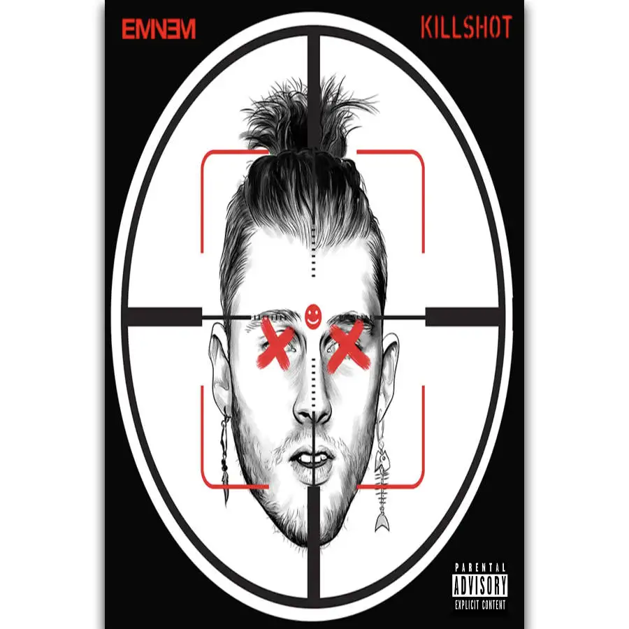S388 Eminem Killshot Mitraljez Kelly Diss Album Zajema Hip Hop Steno Umetnost, Slikarstvo, Tisk Na Platno, Svila Plakat Doma Dekoracijo