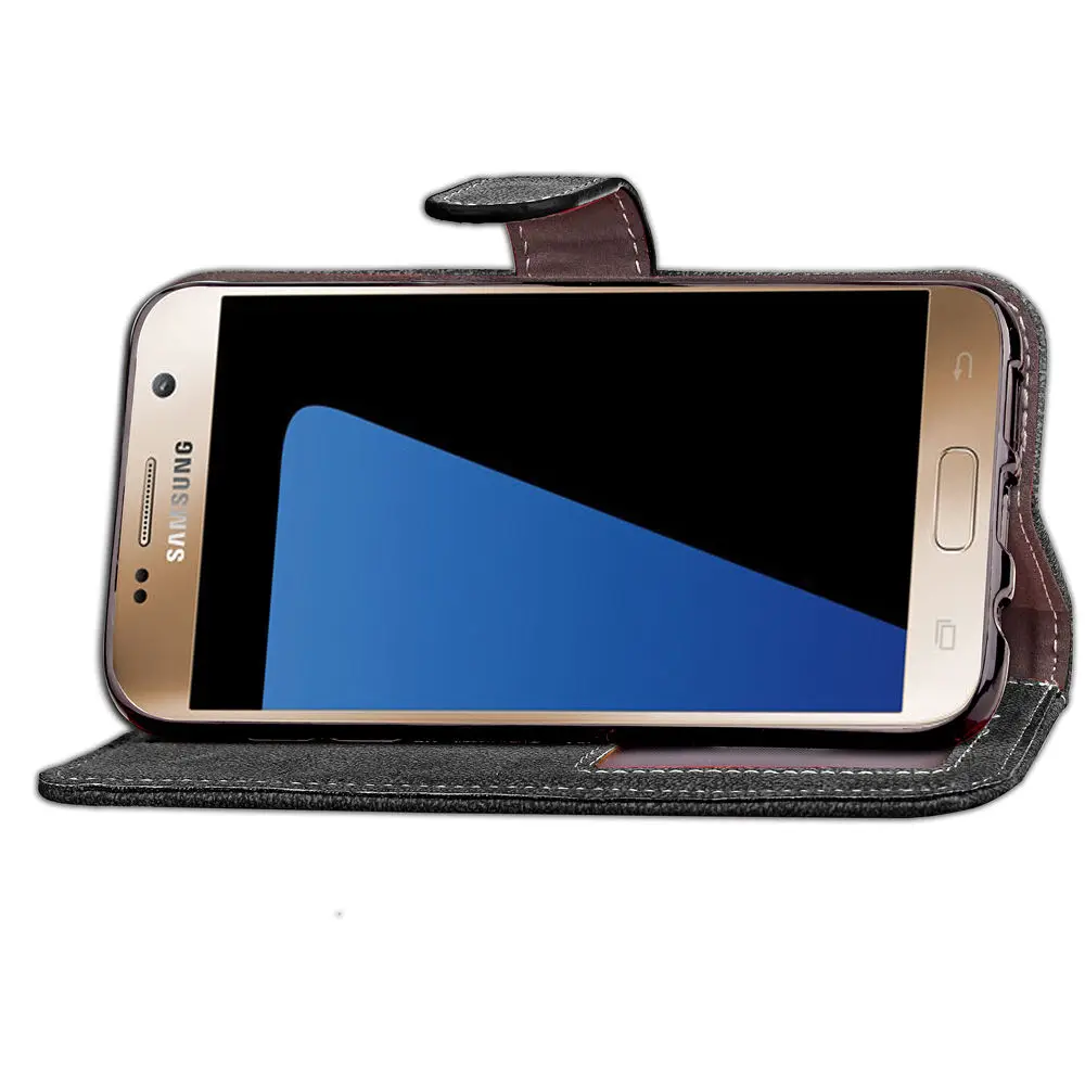 S7 Rotacijski kartico v režo za Piling usnjena torbica za Smsung Galaxy S7 G9300 Flip Primerih black Zajema Funkcije Denarnica Kritje za SM S7
