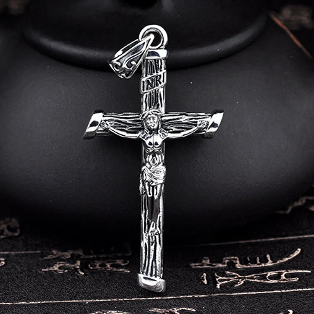 S925 čistega srebra tri-dimenzionalni Jezusa Kristusa križ obesek za človeka, moda, moška osebnost obesek retro Tajski srebrni nakit
