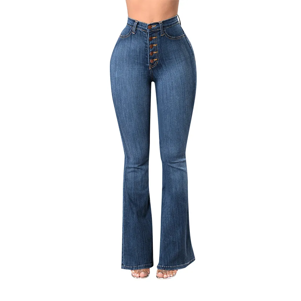 SAGACE Ženske Jeans pomlad jesen boot cut hlače Gumbi visok pas, jeans, ženski modri moda hlače Slim hip stretch pantsA1127