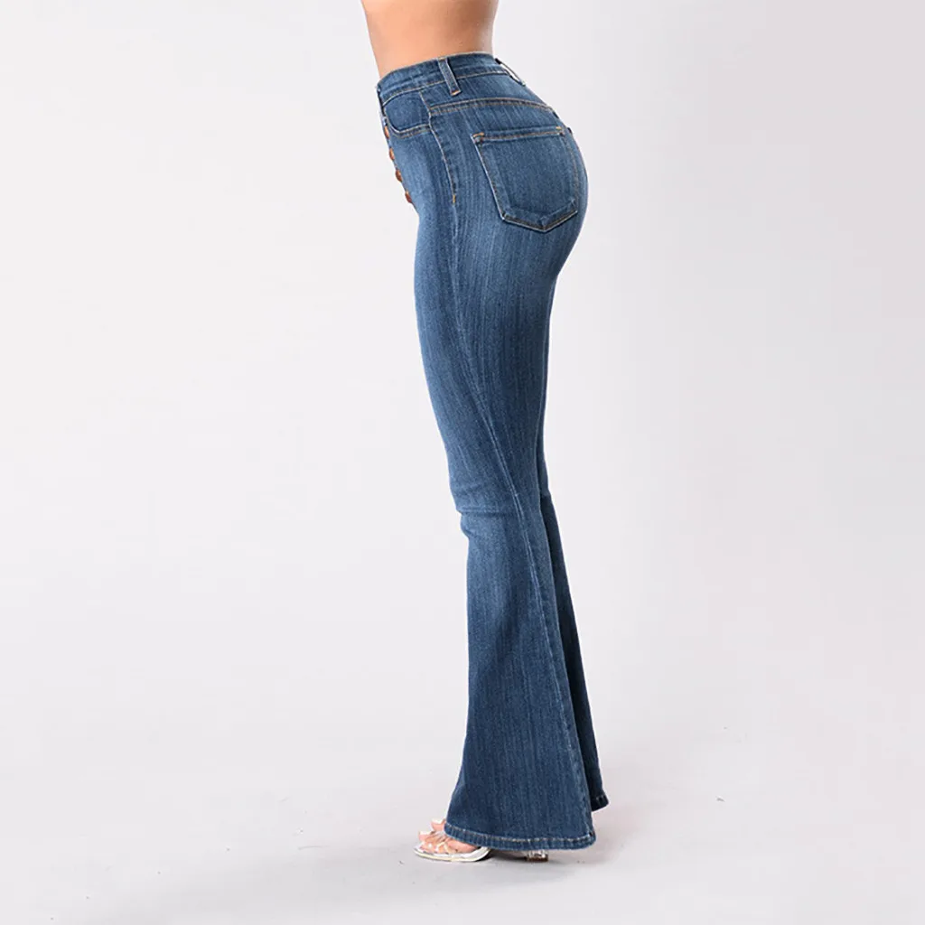 SAGACE Ženske Jeans pomlad jesen boot cut hlače Gumbi visok pas, jeans, ženski modri moda hlače Slim hip stretch pantsA1127