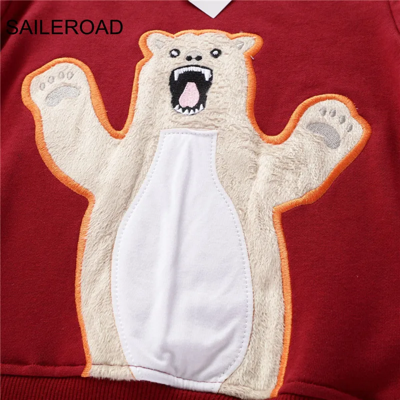 SAILEROAD Baby Bear Otroci Sweatshirts Fant Oblačila Rdeče barve Aplicirano Fantje Hoodie Oblačila za Otroke Darilo Kostum Športne Majice