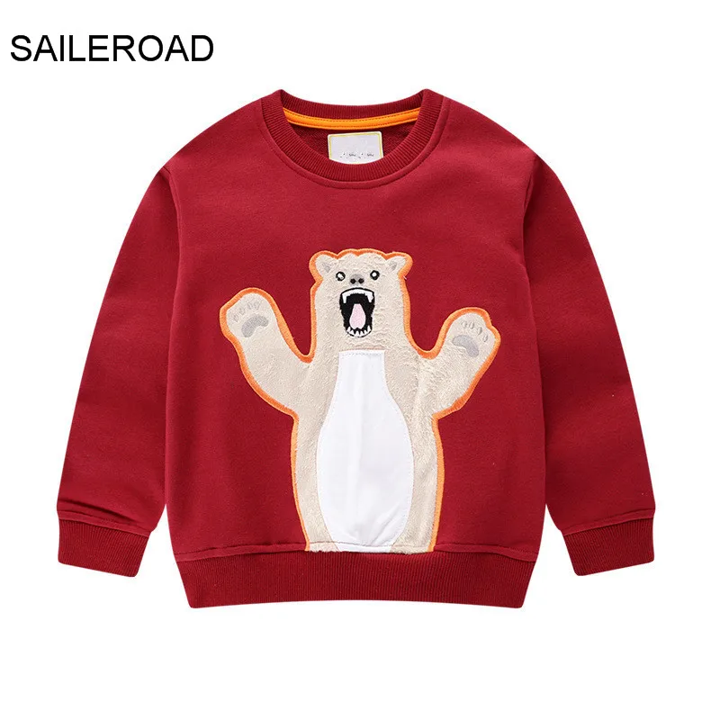 SAILEROAD Baby Bear Otroci Sweatshirts Fant Oblačila Rdeče barve Aplicirano Fantje Hoodie Oblačila za Otroke Darilo Kostum Športne Majice