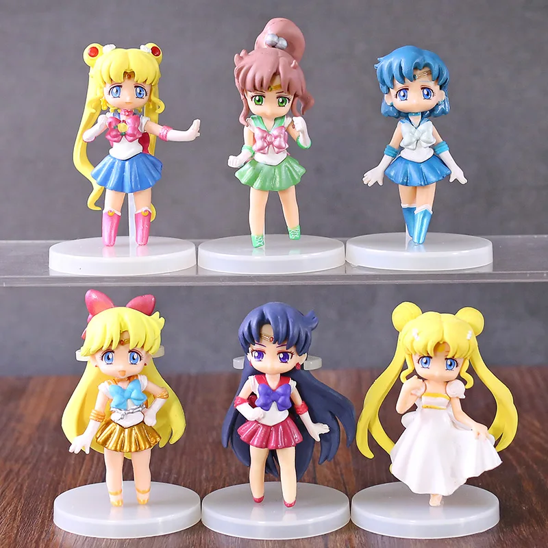 Sailor Moon Crystal Princesa Vedrino Sailor Moon Mars Merkur Jupiter, Venera PVC Številke Zbiranje Igrač 6pcs/set