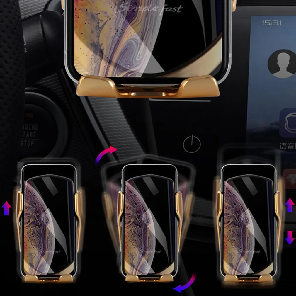 Samodejni Brezžični Avto Polnilnik Telefona Imetnik 10W Hitro Polnjenje za Iphone, Samsung Senzor Univerzalno LESHP Plastike