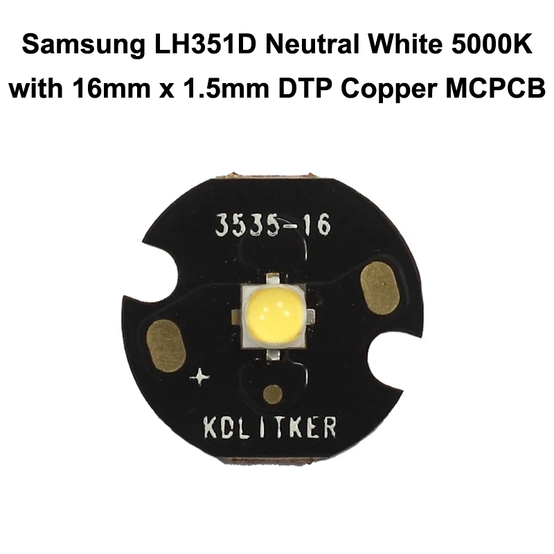 Samsung LH351D Nevtralni Beli 5000K Visoko CRI90 LED-Emitter (SPHWHTL3DA0GF4RTS6) z KDLITKER 16 / 20 mm DTP Baker MCPCB