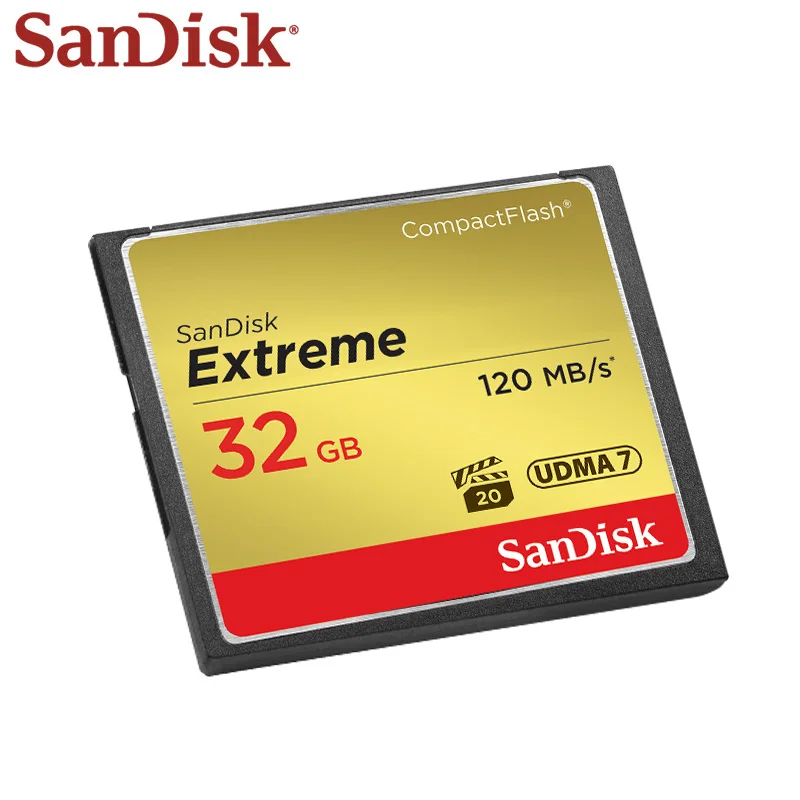 SanDisk Pomnilniško Kartico 32GB 64GB 128GB Zlato CF Kartica Extreme High Speed Compact Flash Kartice 120MB/s za DSLR in HD Videokamera