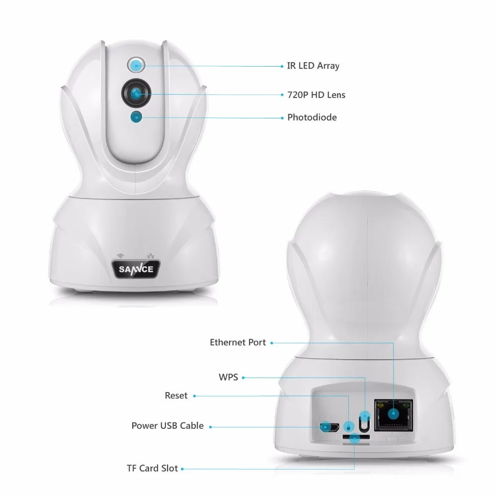 SANNCE 720P WiFi Varnostne Kamere IP Kamere 1.0 MP Brezžičnega omrežja WI-FI Avdio domov Nadzor Baby Monitor HD Mini CCTV Kamere