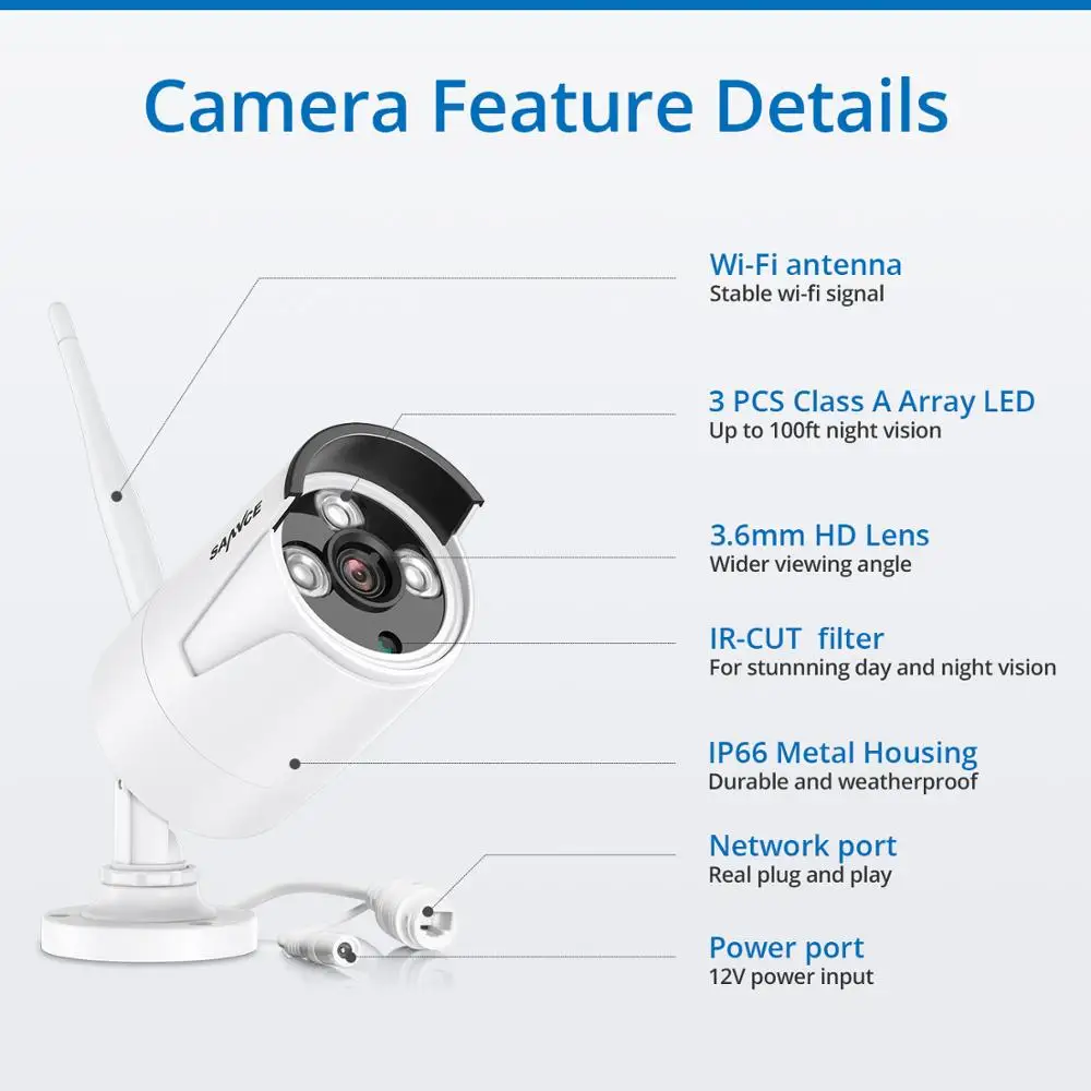 SANNCE 8CH 1080P Wi-fi Varnostne Kamere CCTV Sistema 8pcs 2MP, Zunanji Brezžični Wifi IP Kamera P2P Video nadzorni Sistem Kit