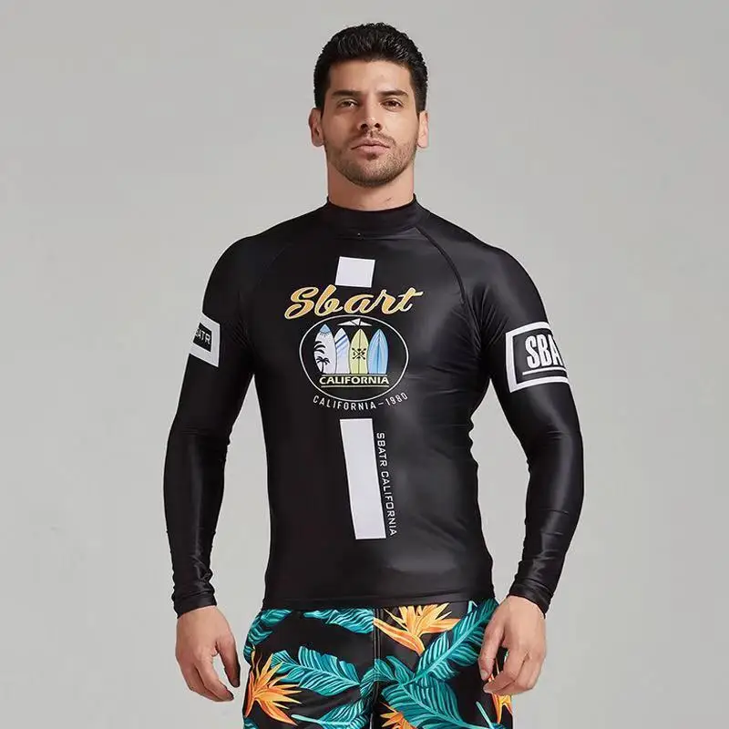 SBART UV Zaščito Rashguard Moških Dolg Rokav Kopalke Mens Plavati Izpuščaj Stražar Quick Dry Surf Vožnje Majica s kratkimi rokavi Za Plavanje Oblačila