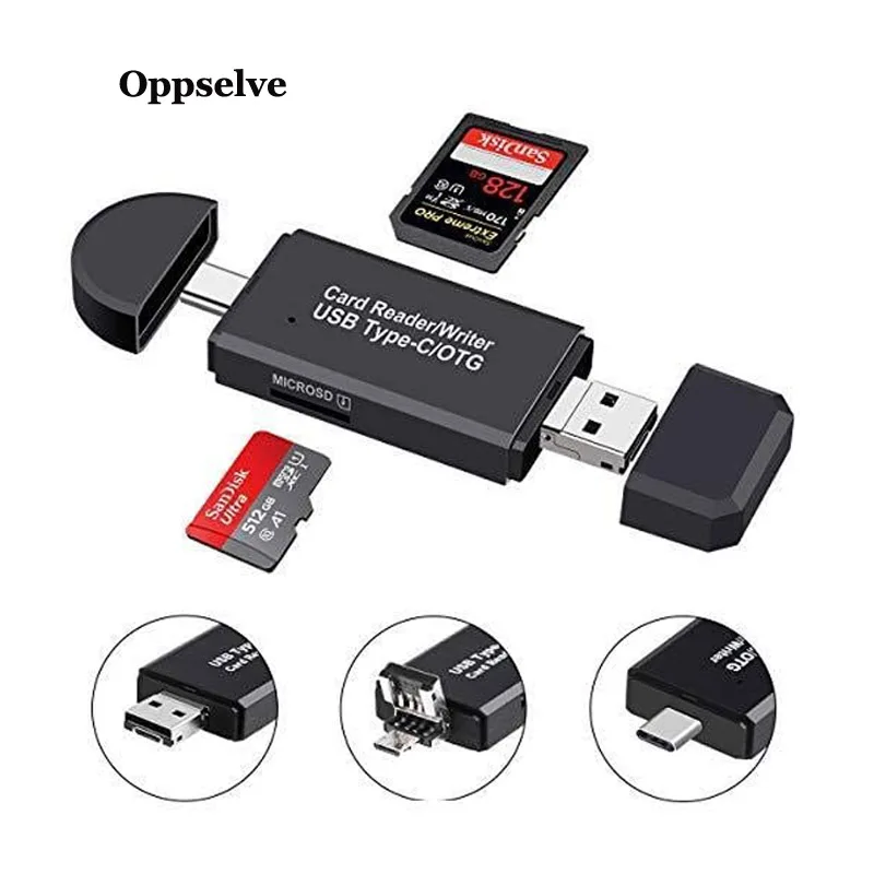 SD Card Reader USB 2.0 OTG Micro USB Tip C Card Reader Lector SD Memory Card Reader Za Micro SD TF USB Tip-C OTG Cardreader