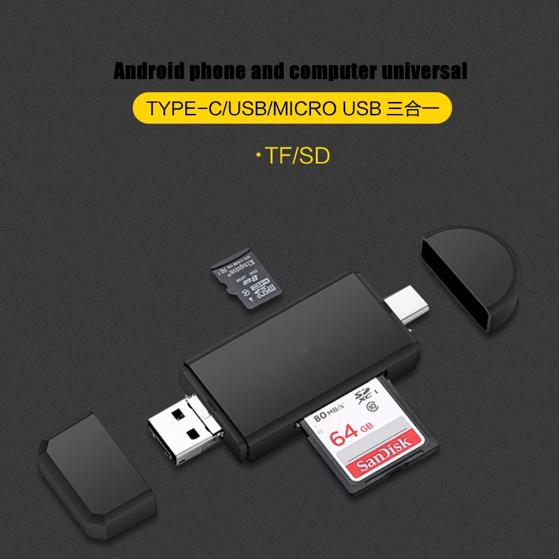SD Card Reader USB 2.0 OTG Micro USB Tip C Card Reader Lector SD Memory Card Reader Za Micro SD TF USB Tip-C OTG Cardreader