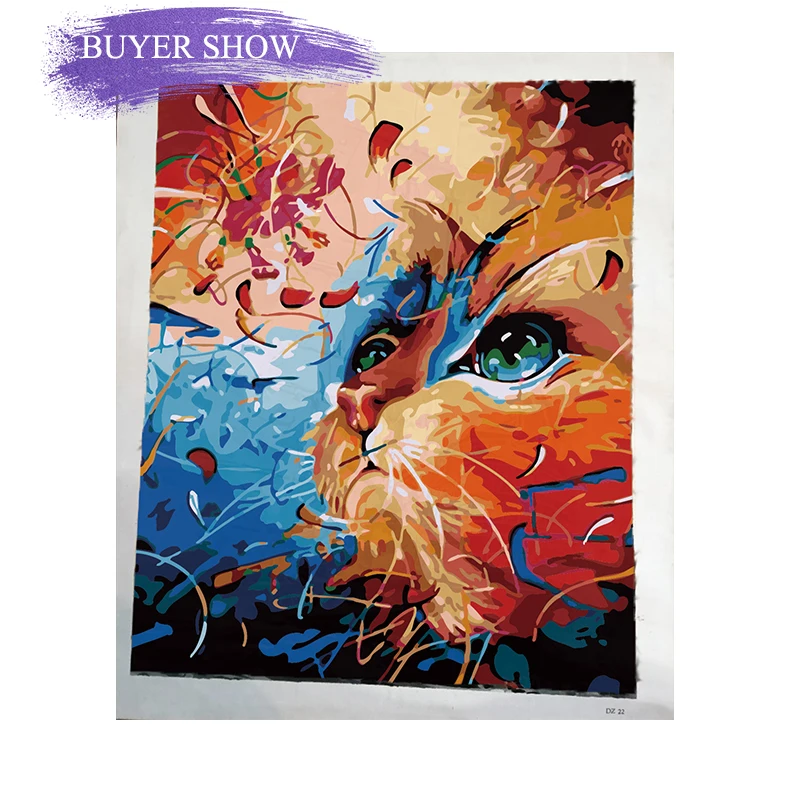 SDOYUNO 60x75cm Okvir DIY Barvanje Z Številkami Barve Mačka Živali Barve Z Številk za otroke na platno Sliko Za Dom Dekor