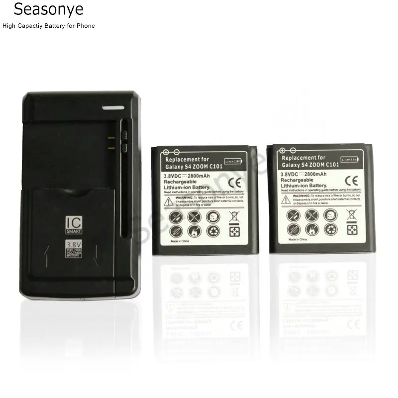 Seasonye 2x 2800mAh B740AC / B740AE / B740AK / B740AU Zamenjava Baterije + Univerzalni Polnilec Za Samsung Galaxy S4 Zoom C101