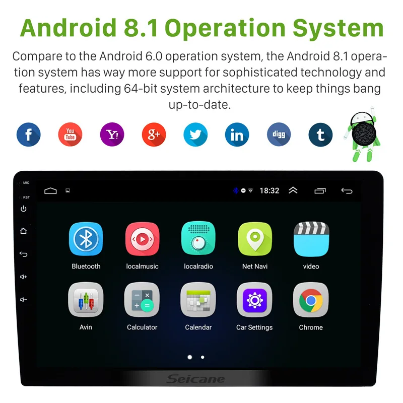 Seicane visoko Različico Univerzalno RAM 2GB+ ROM 32 GB Android 8.1 2Din avtoradio GPS Multimedia Enota Predvajalnik Za VW Nissan toyota, Kia