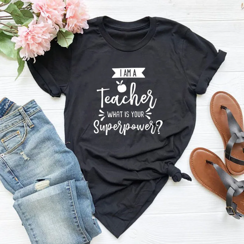 Sem Učitelj, Kaj Je Vaša Velesila Moda Pismo Grafični Kratek Rokav Tee Harajuku Bombaža Ženske Tshirts O Vratu Majice