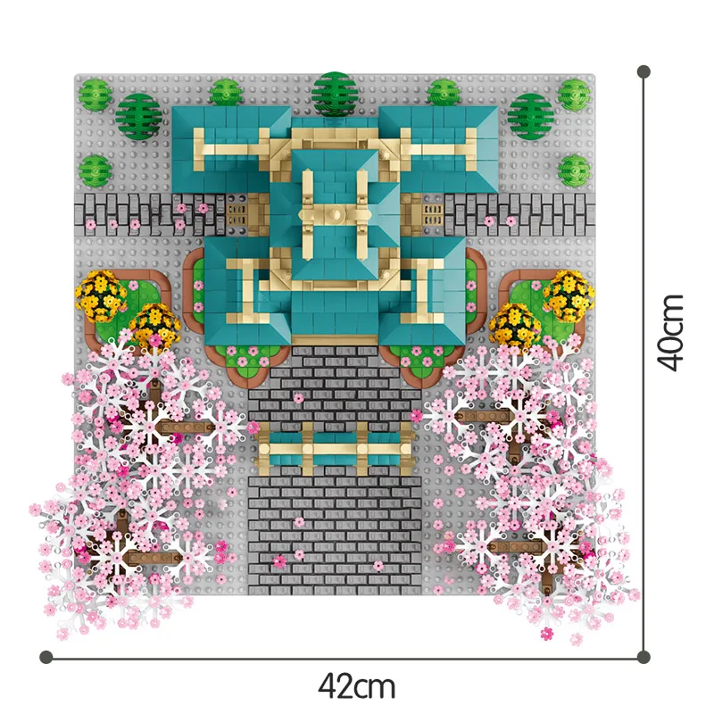 SEMBO Mesto Street View Novo Češnjev Cvet Sezone hišico gradniki Cvet Arhitekture Model Opeke Igrače za Otroke