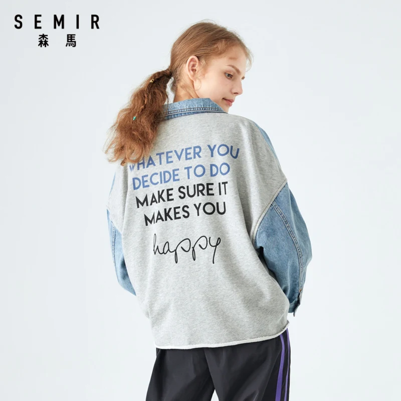 SEMIR Ženske traper suknjič 2020 novo ohlapno ins stil modni trend šivanje priložnostne denim jakna ženska