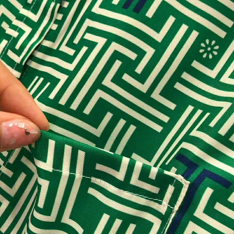SEQINYY Zeleno Obleko 2020 Poletje Pomlad Novo Modno Oblikovanje Majica + A-line Midi Krilo Geometrijo Tiskanja Priložnostne Nastavite Elegantno
