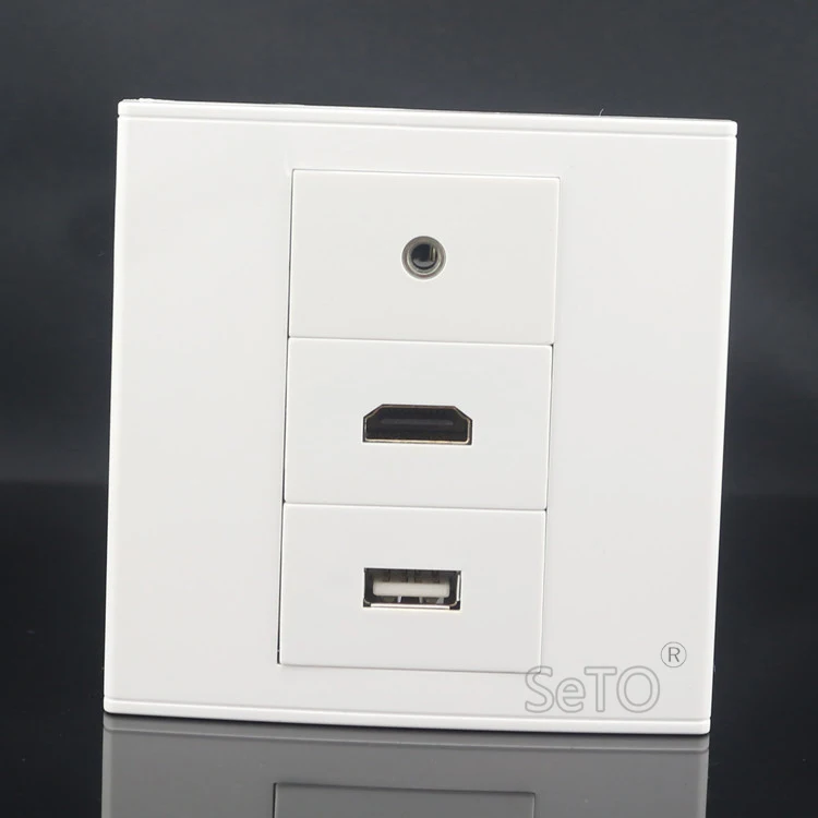 SeTo 86 Tip 3,5 mm Slušalke + HDMI + USB Priključek Zid Plošča Socket Keystone Faceplate