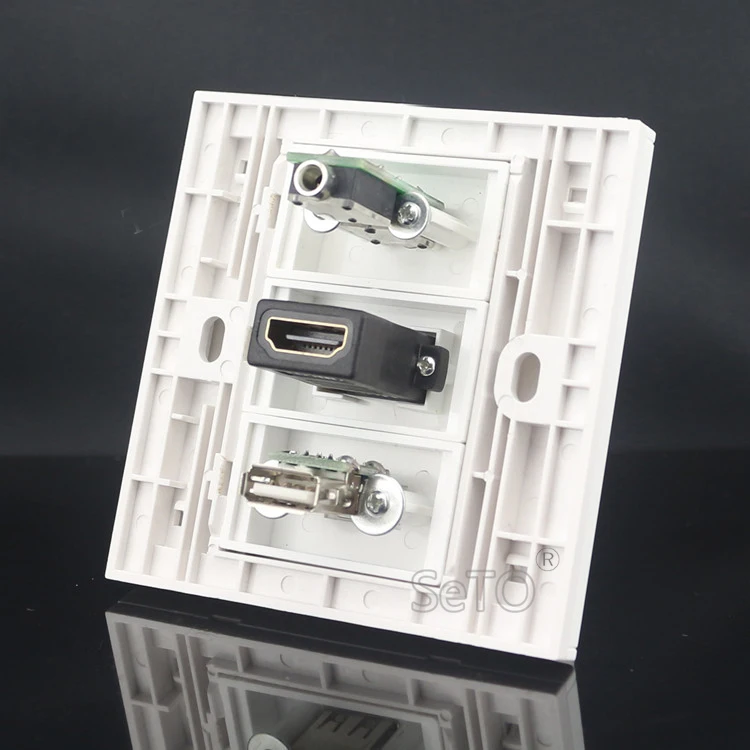 SeTo 86 Tip 3,5 mm Slušalke + HDMI + USB Priključek Zid Plošča Socket Keystone Faceplate