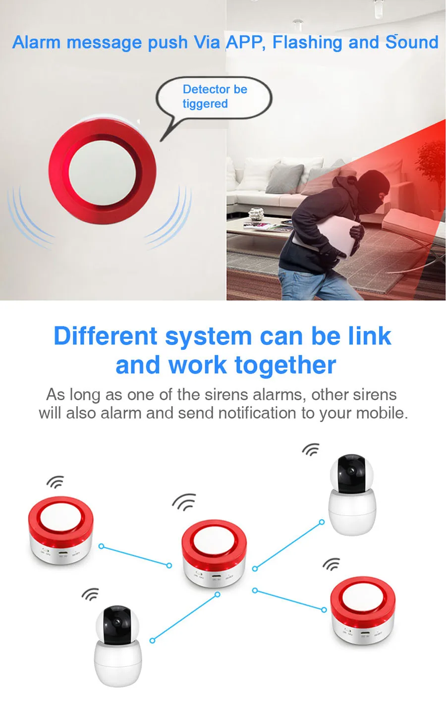 Sgooway WIFI Smart Sirene Brezžična Tipkovnica Alarmni Sistem, Vstopni Opozorilo Home Security Daljinski upravljalnik Alexa googlova Domača stran